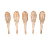 Fish Shaped Wooden Spoons 5 Pack | Chestnut Wood Rice & Soup Spoon | Hand Carved Kitchen Utensils for Mixing/Cooking/Serving | Smooth Polished Finish