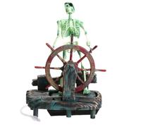 Fish Skeleton Aquarium Decor - Skull Captain Tank Ornaments, Air Driven Bubbling Resin Landscapes, Floating Aquatic Hiding Places, Undersea Motion Decoration - For Home Fishbowls Living Rooms