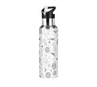 Fish Skeletons - Botella de agua aislada de acero inoxidable a prueba de fugas y sudor, botella de agua al vacío con popote para gimnasio, deportes al aire libre, 600 ml