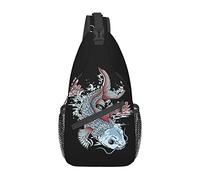 Fish Swims Lotus Beautiful Vintage Pink Flower Crossbody Bag, Sling Chest Cross Body Bag para Hombres y Mujeres, Utilizado para el Ocio y los Viajes