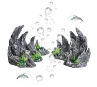 Fish Tank Accessories 2 Pieces Artificial, Resin Jagged Rock Safe Realistic
