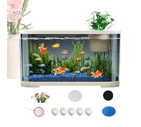 Fish Tank, Aquarium Kit, 11.81x7.87x7.48 Inches, Aquatic Starter Set, Desktop Habitat with Accessories, Clear Glass Design for Home, Living Room, Office Table, Bedroom, Kids Room, Beginners, Guppy