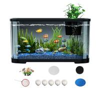 Fish Tank, Aquarium Kit, 11.81x7.87x7.48 Inches, Aquatic Starter Set, Desktop Habitat with Accessories, Clear Glass Design for Home, Living Room, Office Table, Bedroom, Kids Room, Beginners, Guppy