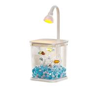 Fish Tank, Betta Bowl, Ambient Light Feature, Quiet Water Display, Desktop Decoration, Ideal for Home Office Outdoor Table Use, 5.2x4.61x5.55 Inches, Black White Color, 1 Set