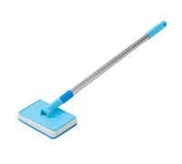 Fish Tank Cleaning Brush - Telescopic Aquarium Scrubber, Square Aquarium Brush with 55-92cm Telescopic Handle, Rustproof Foldable Sponge Scrubber for Cleaning Glass Tanks, Algae, Turtle, Reptile