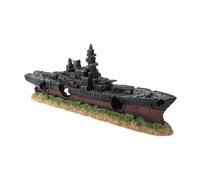 Fish Tank Decorations - Sturdy Resin Setup, Realistic Sunken Ship Aquarium Ornaments, Safe Artificial Aquatic Thematic Figures, Huge Freshwater Saltwater Hiding Cave - For Home Office Living Room