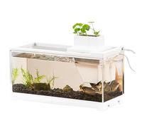 Fish Tank Filtración tranquila 11.8x5.9x5.1 en un pequeño acuario con iluminación LED y escritorio de calentador ajustable USB USB Tank de pescado decorativo Betta para oficina, hogar, pequeños tanqu
