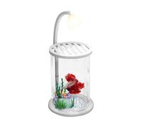 Fish Tank - Glowing High-Transparency Aquarium | Thicken Decorative Mini Desktop Tank for Office Study Room Bedroom Tabletop | Home Living Space Desk Pet Habitat with LED Ornament