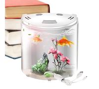 Fish Tank - Kit de Inicio de Nano Acuario con de Filtro, Material acrílico, Mini pecera pequeña de Escritorio, 10 Colores Ajustables, Nano Acuario, Tanques de Peces, contenedor Transparente
