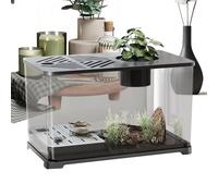 Fish Tank Kit, Large Desktop Aquarium, Modern Container Design, Built-in Turtle, Clear Viewing Panel, Ideal para Betta Shrimp Aquatic Planting Home Decorations