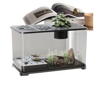 Fish Tank, Large Aquarium Kit, Desktop Container, Modern Design, Turtle Resting, 10Gallon Capacity, Great for Betta Fish, Shrimp, Aquatic Plants, Home Decor, Work Use
