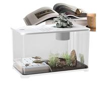 Fish Tank, Large Desktop Aquarium Kit, Modern Aquatic Container with Turtle Resting Area, 15.55x8.86x8.46 Inches, Home Decor for Betta, Shrimp, Aquatic Planting, Office Desktop