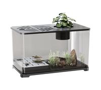 Fish Tank, Large Fish Tank Kit Desktop Aquarium, ModernTank with Lid and Turtle Resting Area for Betta Shrimp Aquatic Planting Home Decor Accessories Tabletop Indoor Pet Display