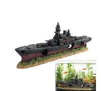 Fish Tank Ornament, Sunken Ship Resin Decoration, 18.11x3.15x7.28 inches Realistic Aquarium Prop, Underwater Decor Piece, Aquarium Ornament with Detailed Design, Tank Use for Freshwater Saltwater