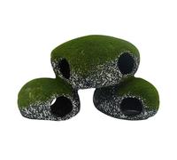 Fish Tank Rock Cave, Tunnel Aquarium, Moss Covered Decorative Cave for Shrimp Reptiles Snakes, Natural Looking Submersible Aquarium Decor, Safe Hiding Spot, Pet Habitat Accessory for Terrarium