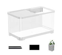 Fish Tank Starter Kit, Decorative Small Aquarium, Saltwater Aquarium Kit, Creative Fish Aquarium, Aquarium with Basket for Jellyfish, Guppy, Shrimp, Fish (Black, White, Yellow)