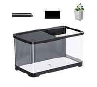 Fish Tank Starter Kit, Decorative Small Aquarium, Saltwater Aquarium Kit, Creative Fish Aquarium, Aquarium with Basket for Jellyfish, Guppy, Shrimp, Fish (Black, White, Yellow)
