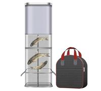 Fish Trap, Minnow Bait Catch Basket, Square Thickened Mesh Net Cage, Foldable Nylon Frame Build, Live Catch Storage Device, River Aquarium Saltwater Crab Shrimp Turtle 9.06x9.06x0.59 in