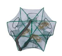 Fish Trap Net, Folding Crab Cage, Escape-Proof Design, Sturdy Nylon Mesh, Storage Frame, Ideal for Shrimping Adventures and Freshwater Fishing at Lakes or Ponds, 6 to 10 Holes