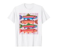 Fish Trout In a Row Colorful Fishing Lover Summer Camiseta