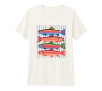 Fish Trout In a Row Colorful Fishing Lover Summer Camiseta Premium