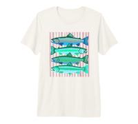 Fish Trout In a Row Pastel Pink Fishing Lover Summer Camiseta Premium