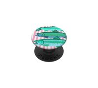 Fish Trout In a Row Pastel Pink Fishing Lover Summer PopSockets PopGrip Adhesivo