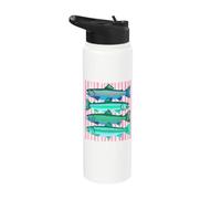 Fish Trout In a Row Pastel Pink Fishing Lover Summer Stainless Steel Insulated Water Bottle