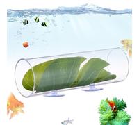 Fish Túnel para Acuario, Betta Tunnel Cave Toy, Acrylic Aquarium Decor with Leaf Pad, Fishes Swim Tube Shelter, Ideal para Spawning, Breeding, Resting Aquatic Tank Accessory