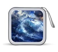 Fish Vivid Blue Ocean Marlin - Estuche portátil para CD con capacidad para 40 DVD, organizador de almacenamiento para viajes en coche, Estilo:, Talla única