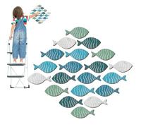 Fish Wall Art | 20PCS Creative Nautical Wall Sculpture Coastal Decor for Home | Funny Nautical Wallpaper Decoration Theme Decor for Bathroom Living Room Bedroom
