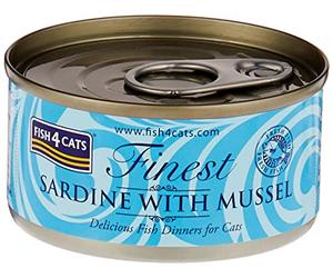 Fish4Cats Latas de sardina con mejillón, 70 g, 10 unidades