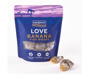 Fish4Dogs Snack natural para perros - Love Banana con pescado 100 g (pack de 10)