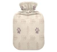 Fishbone and Paw Prints - Bolsa de agua caliente con funda de forro polar suave, bolsa de agua caliente para aliviar el dolor de cuello y hombros, terapias frías y calientes, talla L