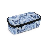 FishDing Caja de lápices para niñas, suministros escolares, estuche organizador de almacenamiento de gran capacidad con doble cremallera, Tinte anudado de mariposa azul, Talla única, Organizador de