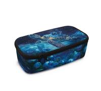 FishDing Caja de lápices para niñas, suministros escolares, estuche organizador de almacenamiento de gran capacidad con doble cremallera, Tortuga marina azul, Talla única, Organizador de bolsas