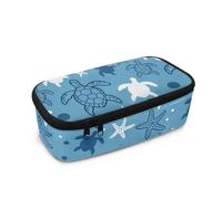 FishDing Estuche ligero con cremallera para niños, gran capacidad, almacenamiento de artículos de papelería para viajes al aire libre, Estrella de mar de tortuga marina hawaiana, color azul, Talla