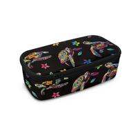 FishDing Estuche para lápices con diseño de animales para niños, gran capacidad, portátil, almacenamiento de artículos de papelería para suministros de estudiantes, Tortuga marina floral, Talla única