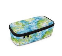 FishDing Estuches para lápices para niños y estudiantes, estuche para bolígrafos, bolsa de maquillaje universitario, gran capacidad, Tinte anudado verde y azul, Talla única, Organizador de bolsas