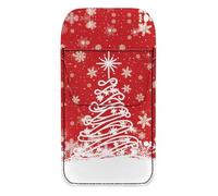 Fishding Protector de bolsillo de Navidad con estampado de copo de nieve de piel sintética para bolígrafos, punteros, lápices y notas, organizador de bolsillo multiusos para Navidad