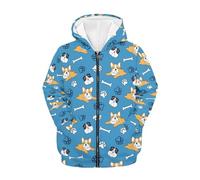 FishDing Sudadera con capucha para niños, con cremallera, manga larga, con capucha, con bolsillo, talla 6-16, Bulldog francés, 11-13 años