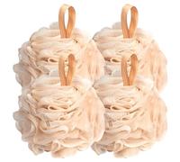 Fishent Esponjas de baño, paquete de 4 esponjas de esponja de red suave de 50 g/pieza, esponja de esponja de esponja de malla duradera, esponja de lufa para lavado corporal (blanco)