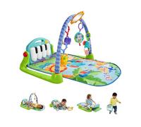 Fisher-Price Alfombra gimnasio para bebés con piano con sonidos y accesorios, motivo de animales, juguete para bebés (Mattel HBB73)