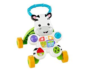 Fisher-Price Aprende Conmigo Andador Cebra, Castellano | Juguete para bebé con música educativa, luces y actividades manuales, a partir de 6 meses
