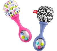 Fisher-Price Baby Juego de 2 maracas de sonajero y roca, instrumentos musicales suaves para bebés a partir de 3 meses, color rosa