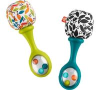 Fisher-Price Baby Juego de 2 maracas de sonajero y roca, instrumentos musicales suaves para bebés de más de 3 meses, colores neutros