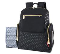 FISHER-PRICE BABY Mochila para pañales con Bolsillo térmico para botellas, Chupete compartimento, 25 litros, Negro