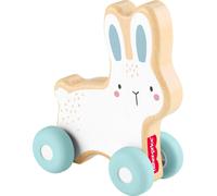 Fisher-Price Baby Toy Wooden Push-Along Bunny, Wood Vehicle for Crawling Develop