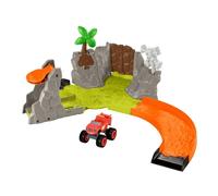 Fisher-Price Blaze y los Monster Machines Slam & Soar Blaze, Coche de juguete con set de juego y propulsor articulado, inspirado en la serie, regalo para niños y niñas +3 años, HRB31