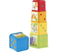 Fisher-Price, Bloques apila y descubre, juguete bloques construcción bebé 6más meses (Mattel CDC52)
